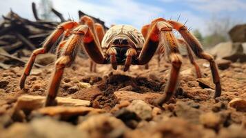 ai generato foto di tarantola su un' terra. generativo ai