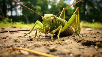 ai generato foto di katydid su un' terra. generativo ai