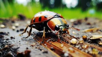 ai generato foto di tartaruga scarafaggio su un' terra. generativo ai