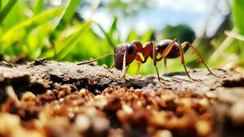 ai generato foto di formica su un' terra. generativo ai