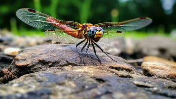 ai generato foto di libellula su un' terra. generativo ai