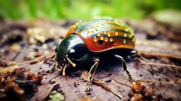 ai generato foto di tartaruga scarafaggio su un' terra. generativo ai