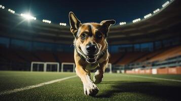 ai generato foto di un elegante cane partecipando nel un' canino agilità. generativo ai