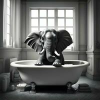 ai generato divertente elefante nel il bagno foto