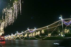 nuovo anni decorazioni, luci e architettura nel bangkok, Tailandia foto