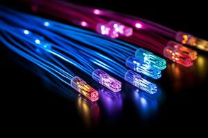 ai generato esso tecnologia, alta velocità fibra cavi Usato per alta velocità banda larga Internet connessioni foto