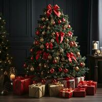 ai generato Natale decorazione albero foto