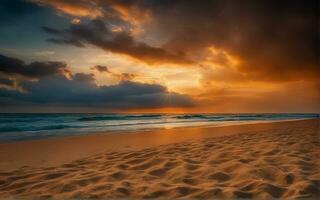 ai generato un' bellissimo tramonto al di sopra di il oceano con onde foto