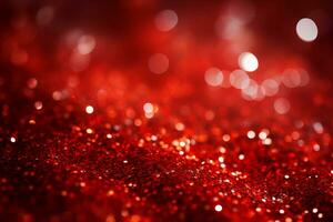 ai generato festivo rosso bokeh sfondo con luccicante luci e bokeh, Perfetto per Natale e nuovo anni vigilia partiti. concetto di un' abbagliante vacanza stagione. foto