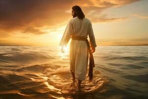 miracolo di Gesù Cristo a piedi su acqua foto