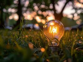 ai generato eco lampadina un' concetto di eco sostenibilità, alternativa verde pulito energia e pulito ambiente foto