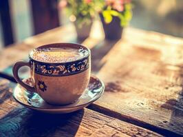 ai generato mattina caffè e Tè, un' concetto di bene inizio di il giorno con salutare bevanda foto