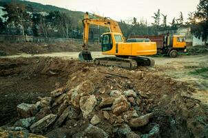 industriale macchinari su il costruzione luogo foto