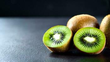 ai generato Kiwi frutta su nero sfondo foto