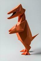 ai generato origami dinosauro su leggero sfondo foto