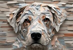 ai generato dettagliato carta collage arte di un' cane foto