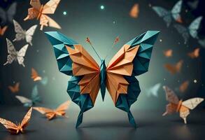 ai generato colorato origami farfalla foto