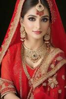 ai generato nozze bridal trucco pakistano e indiano foto