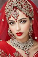 ai generato nozze bridal trucco pakistano e indiano foto