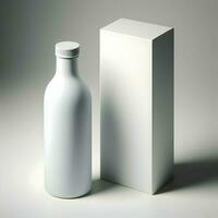 ai generato 3d illustrazione interpretazione alluminio bottiglia su bianca sfondo nero grigio bianca foto