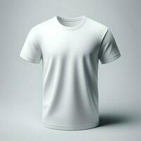 ai generato bianca maglietta modello isolato su bianca sfondo foto