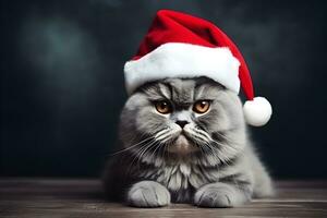 ai generato gatto nel un' Natale cappello. foto