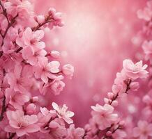 ai generato bellissimo rosa sakura fiori con fermalibri leggero sfondo. foto