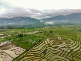 il bellezza di il mattina panorama con Alba nel Indonesia villaggio foto