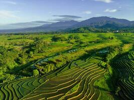 il bellezza di il mattina panorama con Alba nel Indonesia villaggio foto