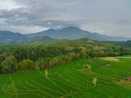 il bellezza di il mattina panorama con Alba nel Indonesia villaggio foto