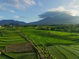 il bellezza di il mattina panorama con Alba nel Indonesia villaggio foto