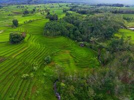 il bellezza di il mattina panorama con Alba nel Indonesia villaggio foto