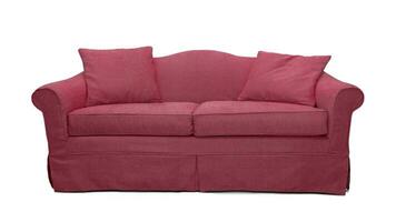 rosa divano con cuscini isolato su bianca sfondo. rosa tessile divano isolato foto