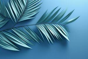 ai generato blu tropicale palma alberi su un' buio sfondo. generato di artificiale intelligenza. foto