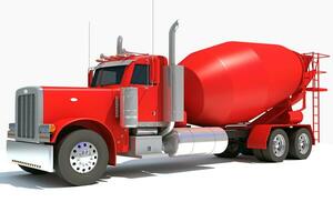 calcestruzzo miscelatore camion pesante costruzione macchinari 3d interpretazione su bianca sfondo foto