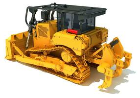 cingolato dozer pesante costruzione macchinari 3d interpretazione su bianca sfondo foto