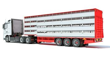 camion con animale trasportatore trailer 3d interpretazione su bianca sfondo foto