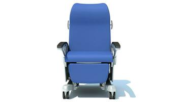 ospedale paziente sedia 3d interpretazione su bianca sfondo foto