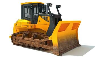 dozer pesante costruzione macchinari 3d interpretazione su bianca sfondo foto