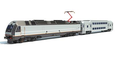 locomotiva treno 3d interpretazione su bianca sfondo foto