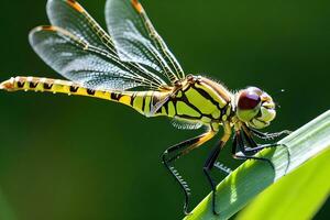 ai generato Esplorare il acquatico mondo con un' avvicinamento tiro di un' libellula ninfa, in mostra suo acquatico adattamenti, sfondo Immagine, generativo ai foto