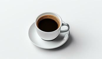 ai generato piatto posare caffè tazza su tulipano fiore foto