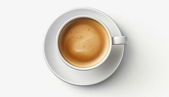 ai generato piatto posare caffè tazza su tulipano fiore foto