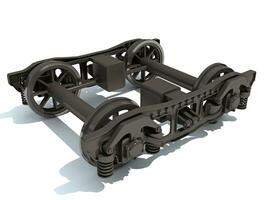 treno ruote carrello 3d interpretazione su bianca sfondo foto