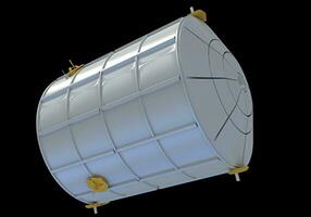servizio modulo di iss internazionale spazio stazione 3d interpretazione su nero sfondo foto