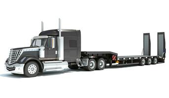 camion con flatbed trailer 3d interpretazione su bianca sfondo foto