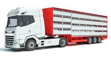 camion con bestiame animale trasportatore trailer 3d interpretazione su bianca sfondo foto