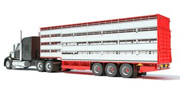 camion con animale trasportatore trailer 3d interpretazione su bianca sfondo foto