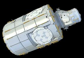 servizio modulo di iss internazionale spazio stazione 3d interpretazione su nero sfondo foto