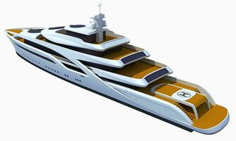 lusso yacht 3d interpretazione su bianca sfondo foto